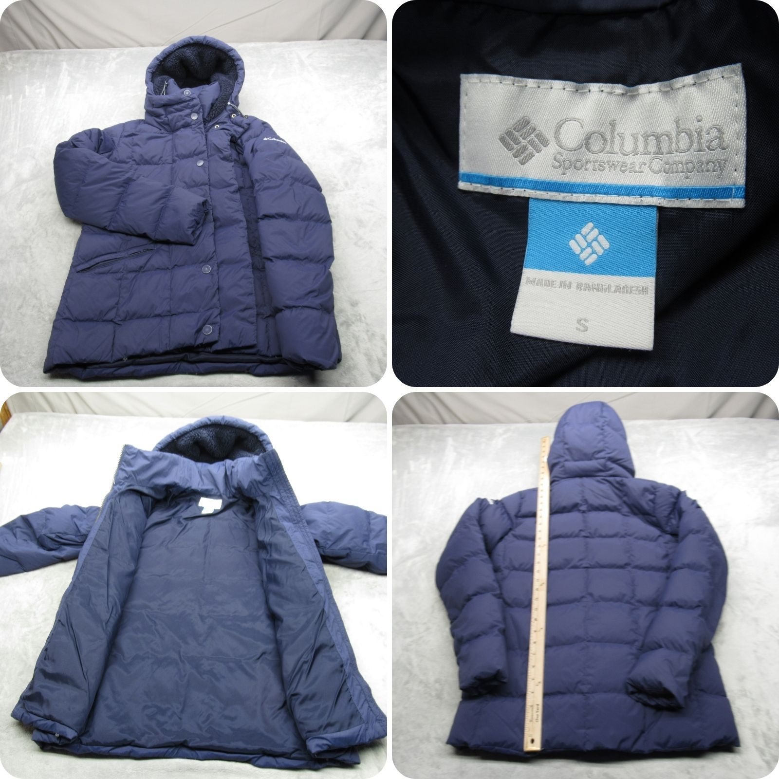 Columbia Down Jacket Womens Small Blue/Purple Hooded Insulated Full Zip Puffer